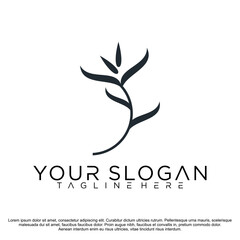 flower with floral line logo, icon vector illustrator 