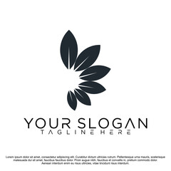 flower with floral line logo, icon vector illustrator 