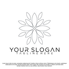 flower with floral line logo, icon vector illustrator 