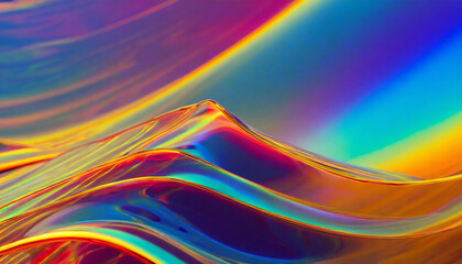 Thin film spectrum analysis, chromatic dispersion, and abstract colourful gradient wave 3D rendering - obrazy, fototapety, plakaty