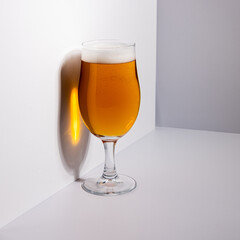 glass of beer on a white background