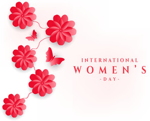 Fototapeta na wymiar Vector international women day or mother days poster flyer banner shiny flower and butterfly.