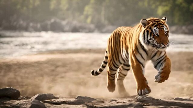 tiger walking in the wild, generative ai