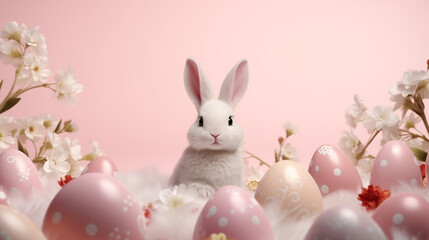 Obraz premium easter bunny with easter eggs