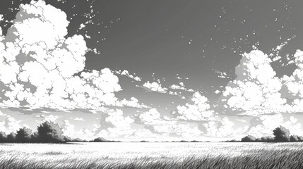 Halftone Nostalgic Dotted Landscape for Anime Scenes Generative AI
