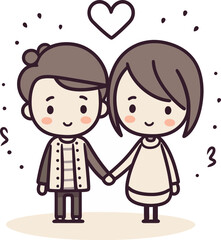 Obraz na płótnie Canvas Vibrant Love Tales Illustrated Couple Vectors Cartoonish Love Vector Couple Art