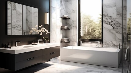 Choose sleek and modern fixtures for a contemporary look, enhancing the overall aesthetic of the bathroom