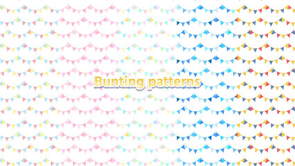 ガーランドのカラフルパターンセット　bunting patterns