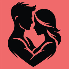 Woman And Man Love Silhouettes Pro Vector Art illustrator Design