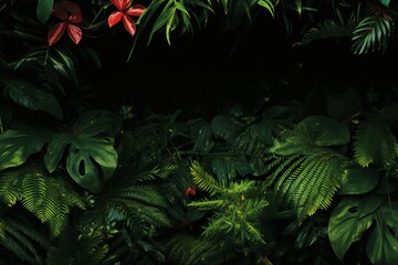 Exquisite tropical greenery backdrop. rich and moody lush foliage design for commercial use