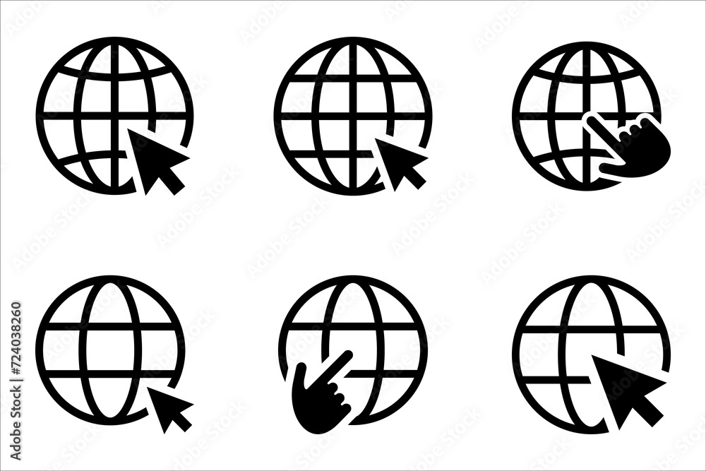 Poster web icon set. click to go to website or internet icon for apps and websites. vector illustration on 
