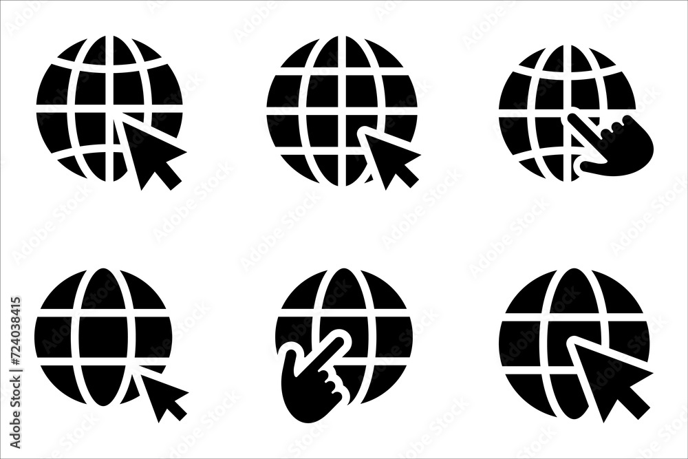 Poster web icon set. click to go to website or internet icon for apps and websites. vector illustration on 