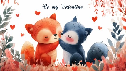 Card, valentine's card, cute pets, 