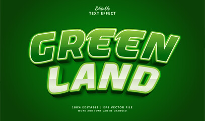 Fototapeta na wymiar Green Land Editable Text Effect Style 3d Fresh Nature