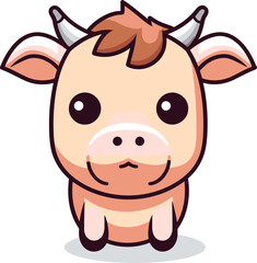 Vector Graphic of Smiling Calf Vector Drawing of Brown Cow