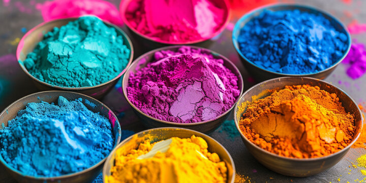 Powder of different colors for holi festival. This can also be used to make rangoli in Hindu festivals