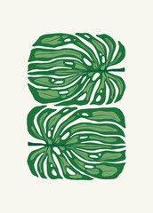 Floral abstract elements. Tropical Botanical composition. Modern trendy Matisse minimal style. Floral poster, invite. Vector arrangements for greeting card or invitation design