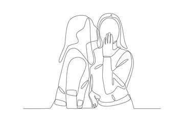 A woman tells something to her friend