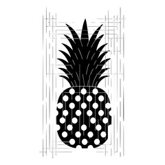 Vector black silhouette of a pineapple isolated on a white background.
