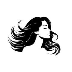 Vector Illustration of a woman with lines drawing for logo,icon, black and white	