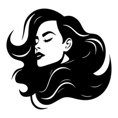 Vector Illustration of a woman with lines drawing for logo,icon, black and white	