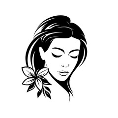 Vector Illustration of a woman with lines drawing for logo,icon, black and white	