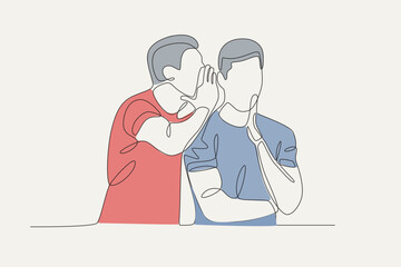 A man is gossiping with his male friend