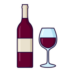 bouteille et verre de vin rouge