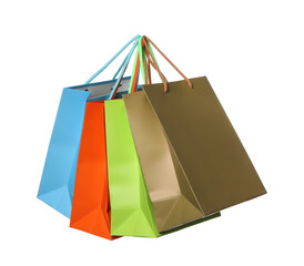 Colorful paper shopping bags isolated on white