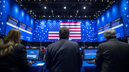 Fototapeta premium USA voting for presidential election illustration, voting booth and ballot boxes