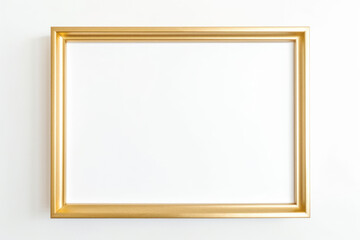 Empty golden frame on a white background.