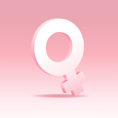 3d female gende symbol sign. Realistic icon women, vector illustration
