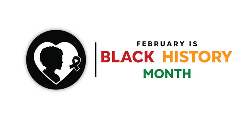 February is National Black History Month. Holiday concept. Template for background, banner, card, poster with text inscription. Vector EPS10 illustration. White Background.