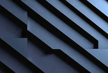 Obraz premium Dark background, abstract geometric blocks with neon light, 3D rendering, abstract background for decoration and design,