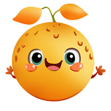 cartoon fruit character of orange 