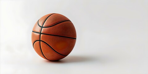 Close-up of an orange basketball on a white background. perfect for sports concepts. clean and simple photographic style. AI