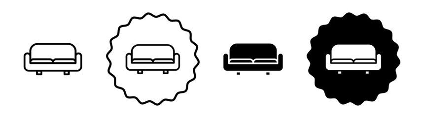 Sofa set in black and white color. Sofa simple flat icon vector