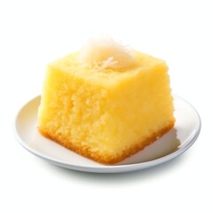 a indonesian traditional steamed sponge cake, studio light , isolated on white background