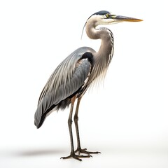 a heron, studio light , isolated on white background