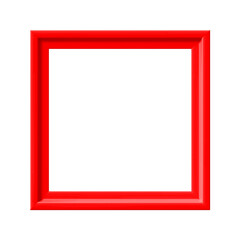 Red square picture frame. Minimalistic detailed photo realistic frame. Png clipart isolated on...