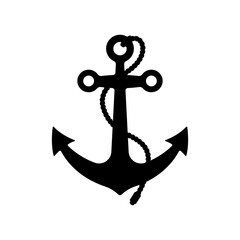 Anchor icon. Black silhouette. Front view. Vector simple flat graphic illustration. Isolated object on a white background. Isolate.