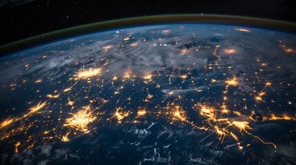 Earth's city lights from the International Space Station - obrazy, fototapety, plakaty