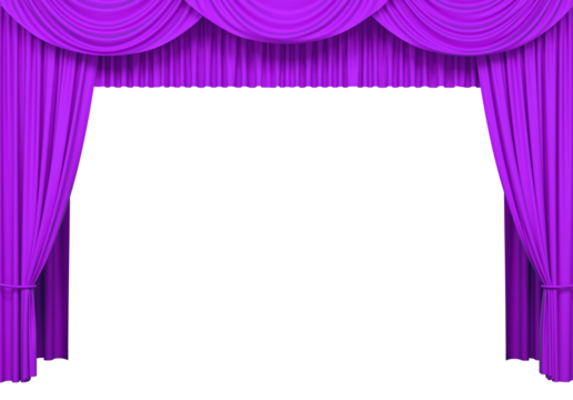 Luxury silk stage or window curtains. Interior design, waiting for show or movie, revealing new product, premiere concept. Png clipart isolated on transparent background