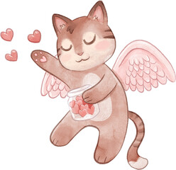 Cupid cat love angel wings valentine