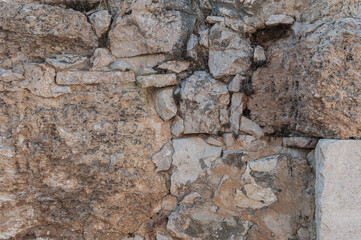 Ancient wall background with old concrete bricks
