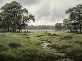 Fototapeta premium Field filled with green grass