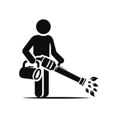 Person Using Leaf Blower Vector Icon