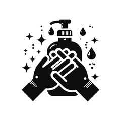 Two Hands Washing With Sanitizer Soap Bottle Icon