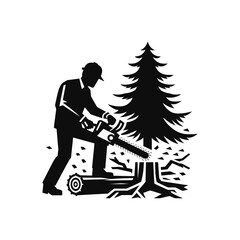 Person Using Hedge Trimmer Vector Icon
