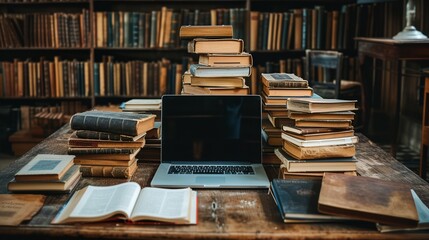 Fototapeta premium a laptop computer sitting on top of a wooden desk